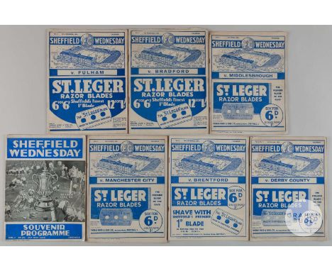 Seven Sheffield Wednesday 1930's home programmes, from games against Bradford, Fulham, Middlesborough, Manchester City, Grims