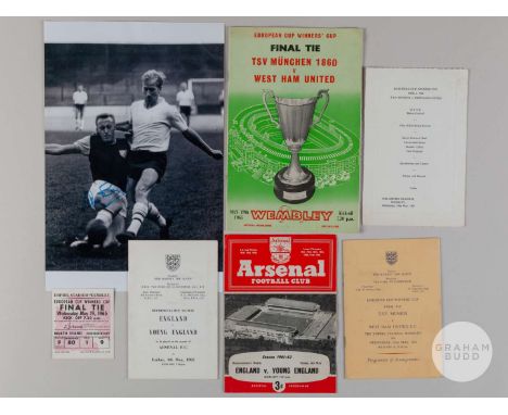 Joe Kirkup West Ham United v. 1860 Munich European Cup Winners Cup Final programme, 19th May 1965, with match ticket, program