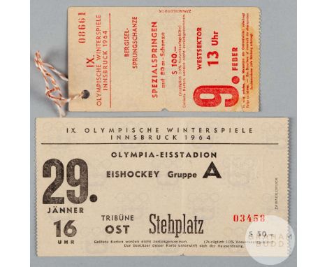 Innsbruck 1964 Winter Olympic Games two ticket stubs, 19th January and 9th February, (2)