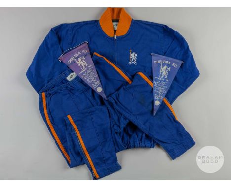 Joe Kirkup blue and yellow Chelsea 1967 F.A.Cup Final tracksuit top and bottoms, Umbro, M, with zip-up front and embroidered 