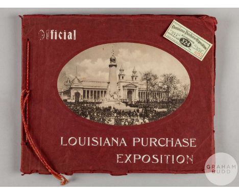 1904 Official Louisiana Purchase Exposition Album, with twenty-four black and white photographs, Eugen O. Bauer, with&nbsp;ti