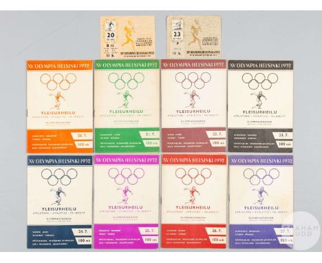 1952 Helsinki Olympic Games eight athletic programmes, comprising 20th, 21st, 22nd, 23rd, 24th, 25th, 26th and 27th July and 