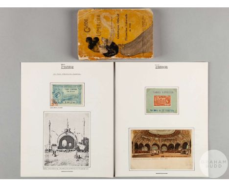 1900 Paris Exhibition entrance ticket, stamp, card and official catalogue of exhibition, (3)