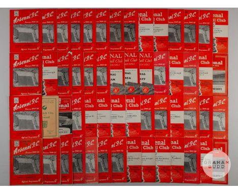 A quantity of late 1940's and early 1950's Arsenal home programmes, including games against Burnley, Leeds United, Manchester