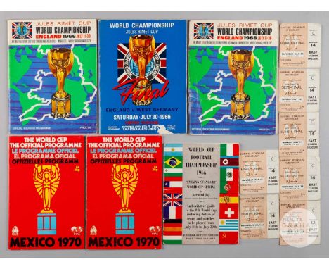 1966 World Cup Final match programme, 30th July 1966, the team page with team in ink, seven 1966 ticket stubs comprising 11th