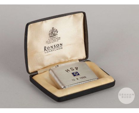 Joe Kirkup a presentation HSV cigarette lighter inscribed HSV, 12.8.1966Presented to Chelsea players at pre-season friendly i
