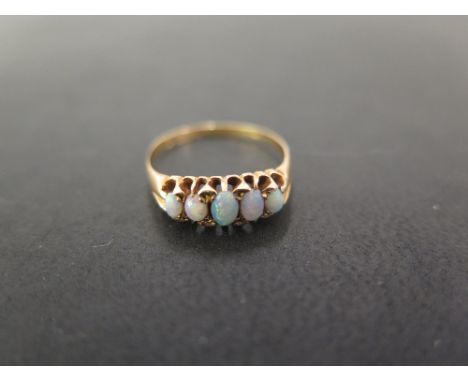 An early 20th century 18ct gold opal five-stone ring - Hallmarked Chester 1921 - Ring size N - Weight approx 2.0gms
Condition