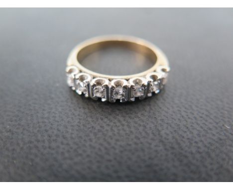 A 9ct gold brilliant-cut diamond seven-stone ring - Hallmarked Birmingham - Ring size P - Weight approx 3.3gms
Condition Repo