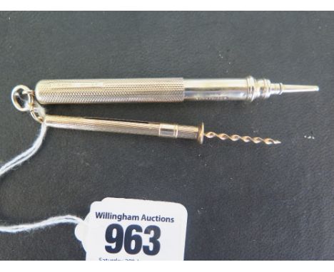 A 9 ct gold Samson Mordan propelling pencil - Weight approx. 20 grms and a 9ct gold cigar pricker - Weight approx. 4.3 grms 
