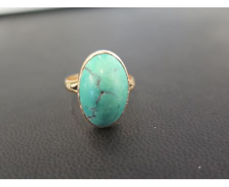 An opal single-stone ring - Tests as higher carat gold - Ring size S 1/2 - Weight approx 6.4gms
Condition Report: Good to fai