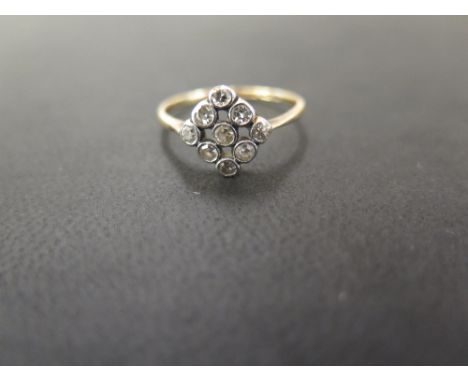 A single-cut diamond kite-shape panel ring - Stamped 18ct and plat - Ring size Q - Weight approx 1.9gms
Condition Report: Goo