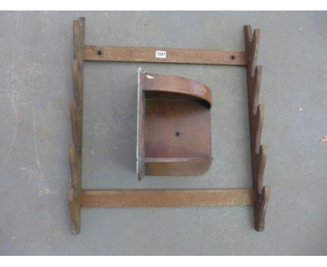 A vintage whip rack and a small corner stand 
Condition report:  Barn find condition