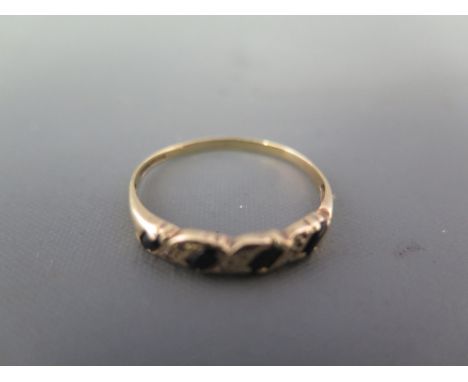 A 9 ct gold and diamond half eternity ring - numerous small stones in a white gold setting with yellow gold shank - Size Q 
C