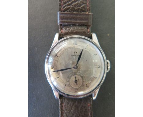 A Gentleman's Omega circa 1935 (from movement number) steel case contains a rare Cal 26.5 SOBTZ manual wind movement which is