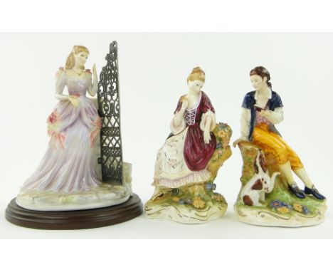 Royal Worcester Secret Garden figure,
9.25" and 2 Royale Stratford figures, (3).