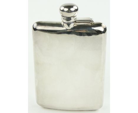 A modern large silver hip flask,
Millennium hallmarks, length 16cm, 10.7oz.