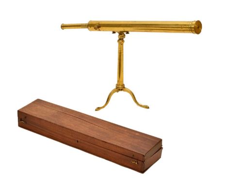 Early 19th century brass single draw telescope by Dollond, London, having a 28-inch (71cm) lacquered barrel, signed to one en