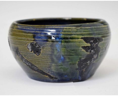 Elton Ware (Clevedon) - Late period pottery bowl, ovoid form, decorated in an abstract design in shades of green and blue gla