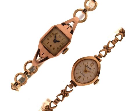 Accurist - Lady's 9ct gold bracelet watch, the white dial with applied baton and Arabic hour markers, signed manual wind move