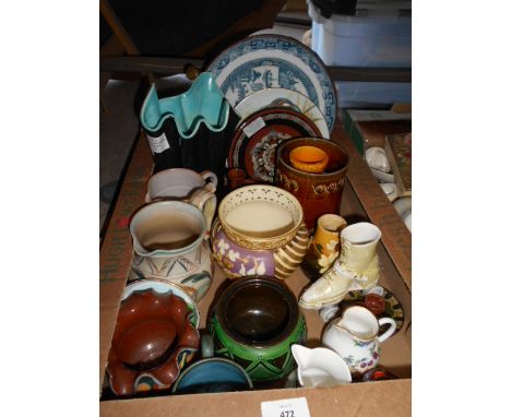 A selection of miscellaneous ceramics to include a Branham green glazed bowl, a Carter, Stabler & Adams jug, two Royal Worces