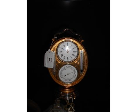A French gilt and white metal cased eight day single trained lever escapement clock stamped AD, the dial having Roman numeral