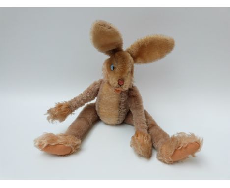 Steiff Lulac rabbit Teddy bear with open mouth glass eyes, mohair body and jointed limbs, 42cm tall. 