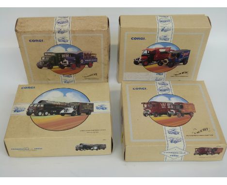 Four Corgi Commercials diecast model van sets Tate & Lyle 97781, The LMS Set 97754, Ruddles 97752 and Bass 97751, most limite