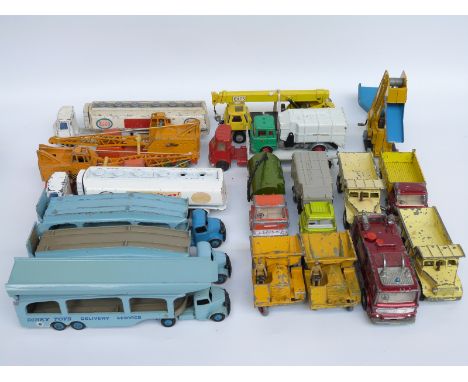 Nineteen Dinky Toys and Dinky Supertoys diecast model commercial vehicles including Car Transporter, 20 Ton Lorry Mounted Cra