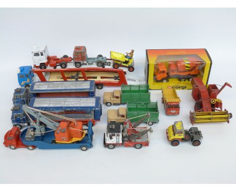 Fourteen Corgi Toys and Corgi Major Toys diecast model commercial and construction vehicles including Mercedes Benz Cement Mi