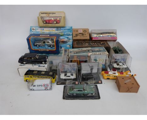A collection of various diecast model vehicles together with a small quantity of Meccano and three Airfix kits