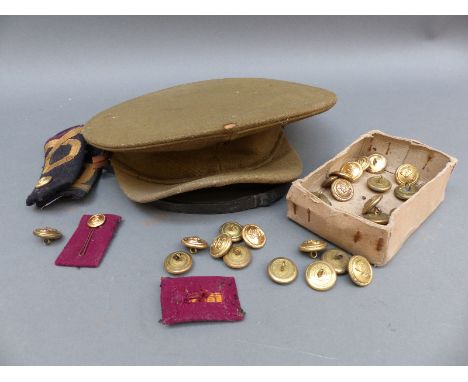 WWI Army officer's cap and naval buttons