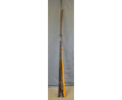 Vintage sea / beach fishing rods including Hardy Longbow, another probably Hardy, Olympic telescopic etc