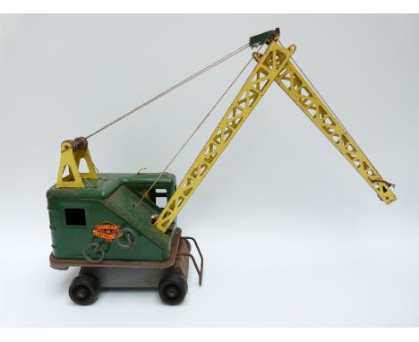 MAR Lumar Contractors pressed steel model of a crane in green and yellow livery