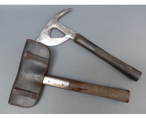 An Air Ministry escape axe together with fire or similar axe possibly Shane & Co. in leather pouch