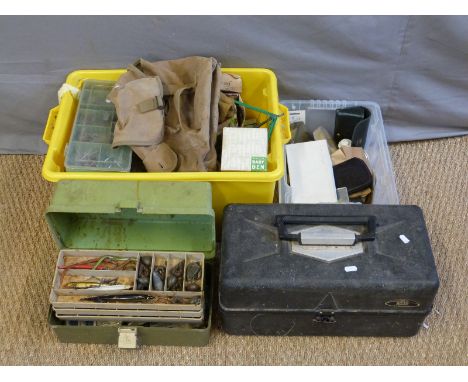 A very large quantity of vintage to modern fishing accessories including Hardy line dryer, Parasan lures, Devon minnows, wire