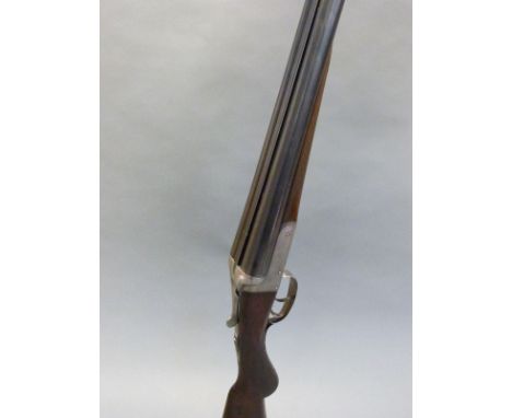 Armstrong & Co 12 bore side by side ejector shotgun with named and engraved locks, chequered semi-pistol grip and forend, dou
