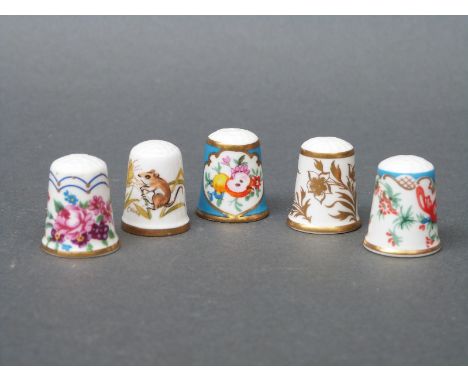  Four Royal Worcester thimbles and one other