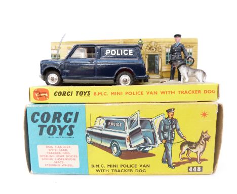 Corgi Toys diecast model BMC Mini Police Van with Tracker Dog 448, in original box