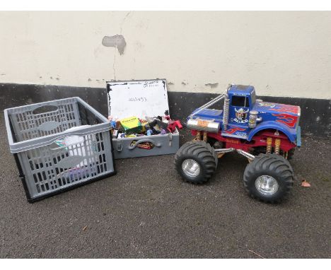 Remote control monster truck, model cars, action figures etc