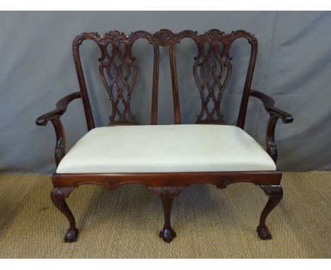 A mahogany Chippendale style drawing room sofa, length 118cm