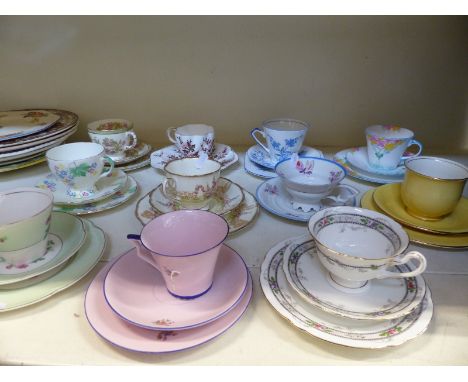 A collection of decorative and collectable trios / cups and saucers including Royal Winton, Aynsley, Foley, Victorian example