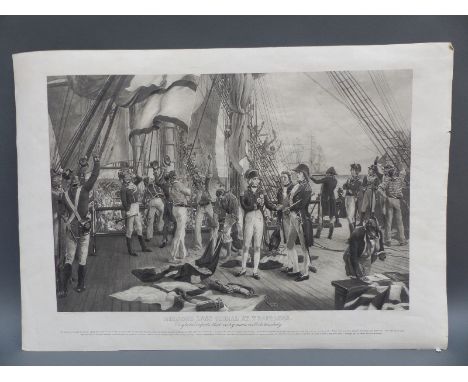 Nelson's Last Signal at Trafalgar framed print after the original by Thomas Davidson, approximately 50x75cm