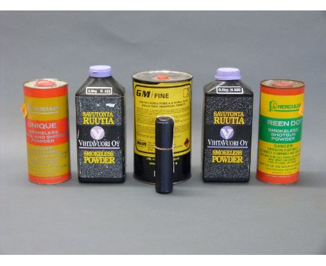 A large quantity of shotgun cartridge powder together with a SAK .22 LR sound moderator. PLEASE NOTE THAT A VALID RELEVANT FI
