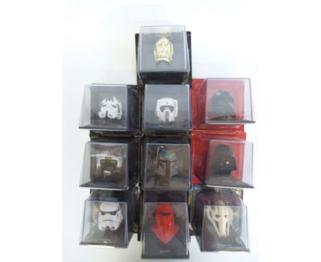 Ten Altaya diecast model Star Wars helmets, all in original boxes 