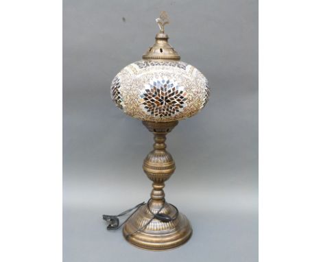 A decorative Moroccan style pedestal electric lamp, height 76cm