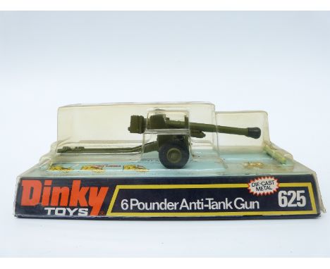 Dinky Toys diecast model 6 Pounder Anti-Tank Gun 625, in original bubble pack. 