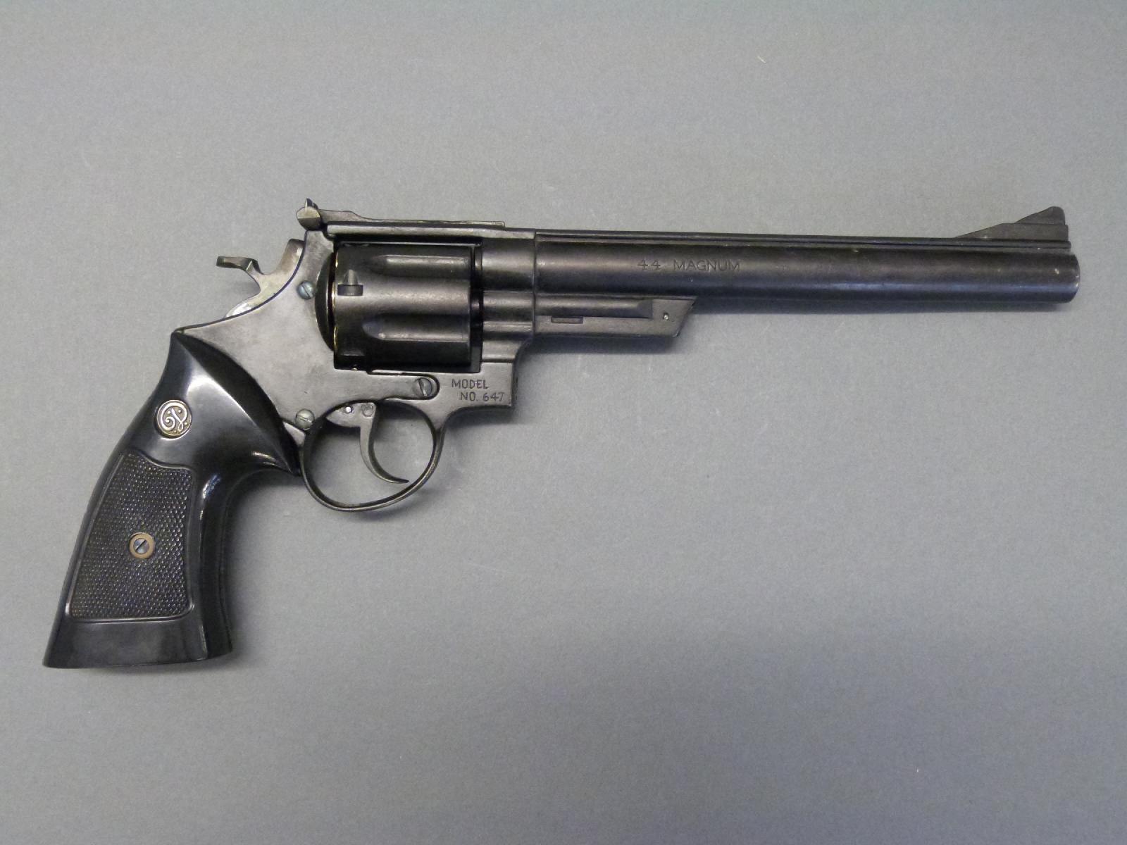 A six shot .44 Magnum Model No 647 blank firing revolver with chequered ...