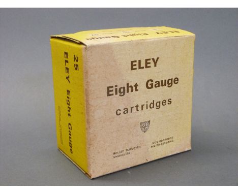 Twenty-five Eley 8 gauge shotgun cartridges, 3 1/4 inch 57g. PLEASE NOTE THAT A VALID RELEVANT FIREARMS/SHOTGUN CERTIFICATE I