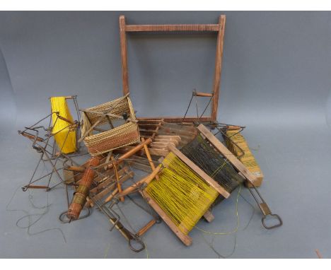 A collection of vintage fishing line winders/dryers including three by Milward, another with ferrules for a reel attachment i