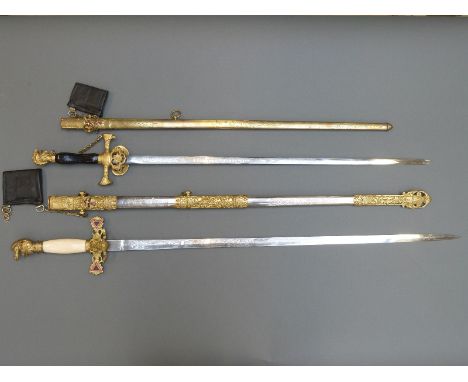 Two possibly Masonic / Knights Templar interest sword, one with ivory handle by The Pettibone Mfg Co Cincinnati, the decorati